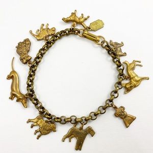 Piddidly links dog charm bracelet brass vintage